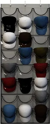 Produktbild von Hutablage mit 24 Fächern für Baseball-Caps - Organizer für hängende Caps zur Aufbewahrung im Schrank oder an der Wand