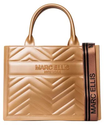 Immagine prodotto di Borsa da donna, materiale: gomma, marca: Marc Ellis, colore: bianco (simile al colore del latte), finiture dorate, dimensioni: 22x29,5x9 cm