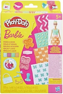 Produktbild von Play-Doh Barbie Perlen und Schleifen Nachfüllpack, Modellierknete, Mehrfarbig, Ab 3 Jahren