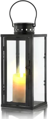Image de Lanternes extérieures noires, en métal et en verre, lanternes funéraires, idéales pour les cimetières, résistantes aux intempéries, parfaites comme lanternes d'extérieur, bougeoirs et lanternes