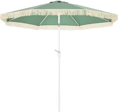 Image de Outsunny Parasol de jardin parasol extšŠrieur inclinable š€ franges avec manivelle 8 baleines dim. ? 2,65 x 2,45 H m vert