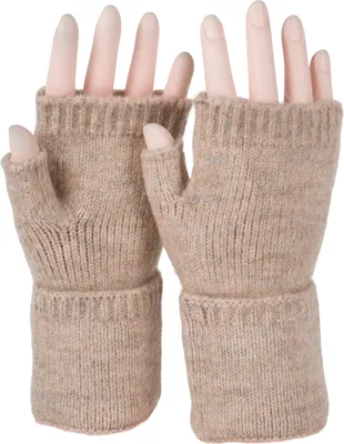 Produktbild von styleBREAKER Damen Fingerlose Strickhandschuhe Einfarbig mit Bund, warme Winter Handschuhe 09010052