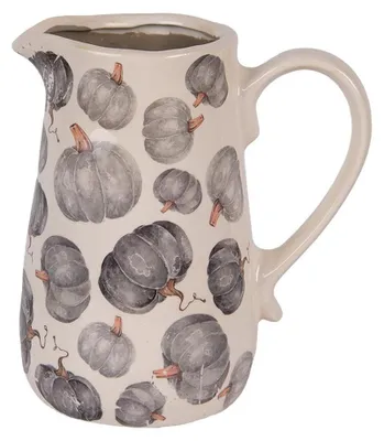 Image de Clayre & Eef Pot décoratif 16x12x18 cm Beige Gris Céramique Citrouille