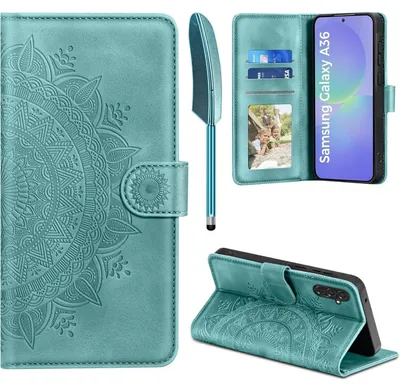 Produktbild von Kunstlederhülle für Samsung Galaxy A36 5G Flip Wallet mit Kartenfach und Standfunktion Grün