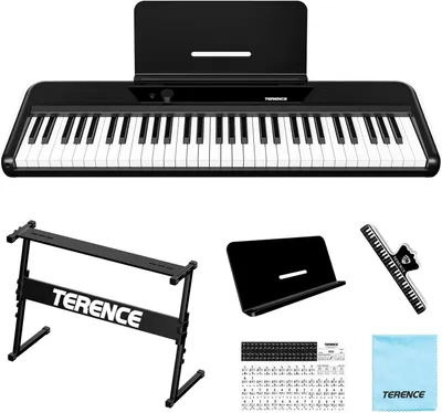 Zdjęcie produktu dla Elektryczne pianino, 61 klawiszy - Cyfrowe pianino - Keyboard - Klawiatura pianina - E-pianino - Czarny