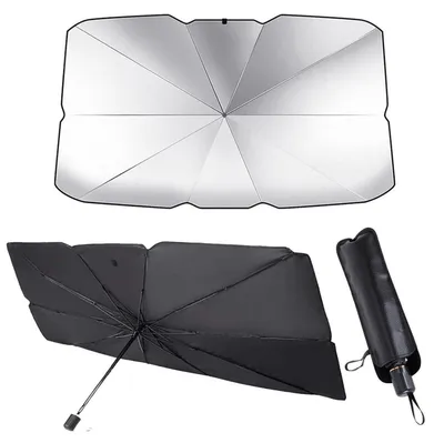 Immagine prodotto di Parasole per auto, 140 x 80 cm, per parabrezza, pieghevole, con protezione UV, adatto per auto, SUV, furgoni e pick-up
