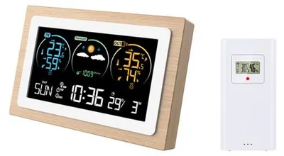 Image de Station météo écran couleur avec cadre Bois