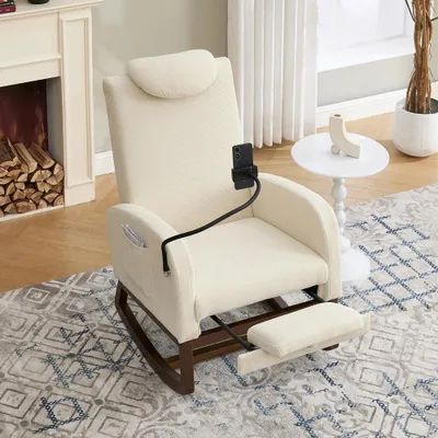 Image de Fauteuil à bascule - Fauteuil à bascule avec repose-pieds - Fauteuil relax - Fauteuil berçant - Fauteuil lounge
