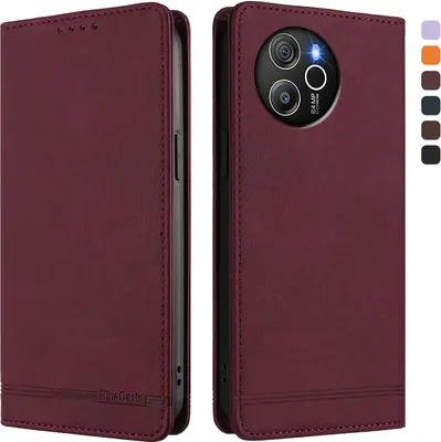 Image de Etui pour Blackview Shark 8 / Oscal Tiger 12, étui rétro en cuirPolyuréthaneavec support et fentes pour cartes Rouge