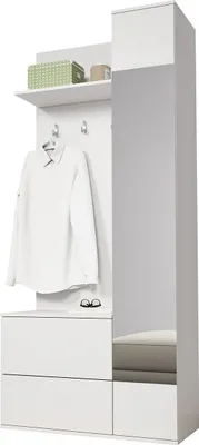 Produktbild von MIRJAN24 Garderobe-Set Green, Wandgarderobe mit Schuhschrank, Kleiderhänger und Spiegel (Farbe: Weiß)