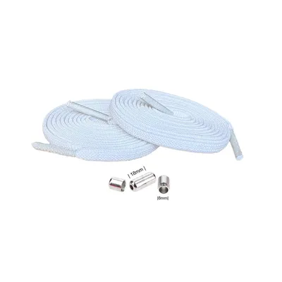 Produktbild von Elastische Schnürsenkel mit Metallkapseln: Schnürsenkel: Weiss - Metallkapseln: Silber