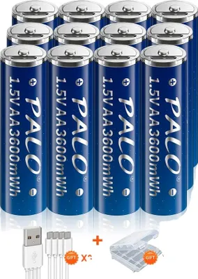 Immagine prodotto di Batterie ricaricabili, capacità di 3600 mWh, materiali ecocompatibili, formato AA (12 batterie)