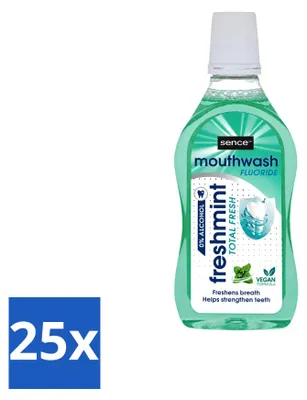 Produktbild von 25 x Sence Freshmint Mundwasser - Frische Minze - 500 ml - Vorteilspackung - 25 Stücke