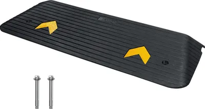 Immagine prodotto di Rampa per soglie in gomma piena Rampa per soglie di porte con portata di 15 tonnellate Rampa per cordoli con canale 110x32x3,8 cm Rampa per sedie a rotelle Rampa in gomma Ideale per terreni irregolari Cordoli