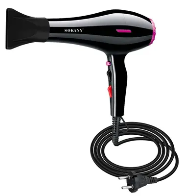 Produktbild von Sokany, Haartrockner 2400W mit Heiß-/Kaltluft und Stylingdüse, Schwarz