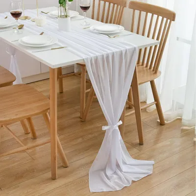 Immagine prodotto di Runner da tavolo bianco in chiffon, 70 x 300 cm
