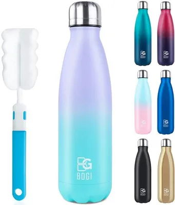 Obrázok produktu pre Termoska z nehrdzavejúcej ocele 500 ml, dvojstenná, bez BPA, fialovo-zelená