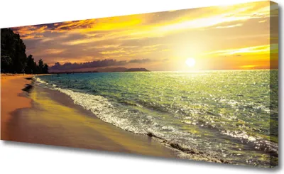 Produktbild von Tulup Leinwand-Bilder 125x50 Wandbild Canvas Kunstdruck Strand Meer Baum Landschaft