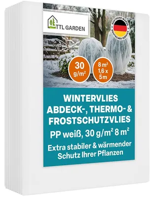 Produktbild von TTL GARDEN Frühbeetvlies 8m² 1,6x5m – 30g/m² Frostschutzvlies