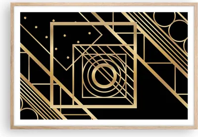 Produktbild von Gerahmtes Poster - Rahmen in heller Eiche - Abstraktion Quadrat Gold - 91,5x61 cm - Wand Bild - Wanddeko - Wandbilder - Kunstposter - Wandposter - Bilderrahmen - Bilder - Kunstdruck - P2NAA91x61-4375