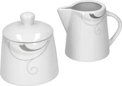Zdjęcie produktu dla Portofino 2-częściowy zestaw cukiernica z pokrywką Ø95mm dzbanek na mleko 220ml porcelana marki Rankenedles