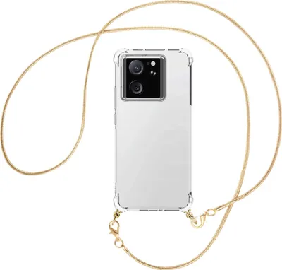 Produktbild von Handykette Backcover-Schutzhülle mit Band (Metall goldfarben) für Xiaomi 13T Pro (6.73'') - goldfarbene Snake-Kette