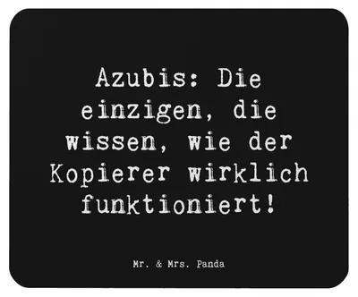 Produktbild von Mr. & Mrs. Panda Mouse Pad Spruch Auszubildende Kopierer - Schwarz - Geschenk, mausteppich, Mauspad, personalisierte Geschenke, Sprüche, für Berufstätige, Büroalltag