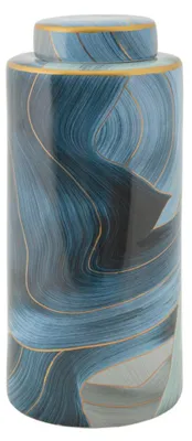 Obrázek produktu pro Mauro Ferretti Elegantní váza Ø 15x34 cm modrozlatá s víkem
