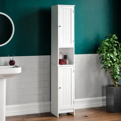 Produktbild von Famanu Hochschrank mit 2 Türen für Badezimmer - Weiß