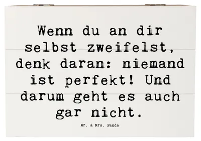 Produktbild von Mr. & Mrs. Panda Box aus Holz Spruch Zweifel an sich selbst 22 x 15 cm - Weiß - Geschenk, Holztruhe, Unsicherheit, Mut, Schatzkiste, Gefühle Stimmungen, Geschenkbox