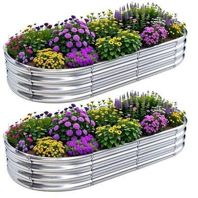 Produktbild von Hochbeet Pflanzkasten Gartenbeet - Verzinkter Stahl - 180 x 90 x 29 cm - 2 Stück - Für Gemüse und Blumen