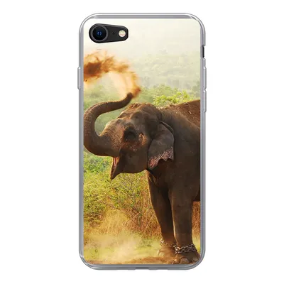 Produktbild von MuchoWow® Handyhülle Schutzhülle Hülle für iPhone SE 2020 Elefant - Tiere - Wald - Bäume Silikon Softcase Handy Hülle - Kartenbesitzer