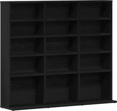 Image de vidaXL Armoire à CD noir imitation chêne 100x23x89,5 cm Bois composite