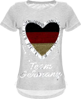 Produktbild von BEZLIT Mädchen Wende Pailletten Deutschland T Shirt mit Herz WM 2018 Grau 104