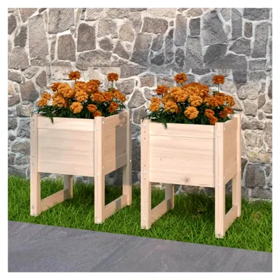 Produktbild von Pflanzgefäße für Zuhause und Garten, 2 Stück, 40 x 40 x 52,5 cm, Kiefernholz
