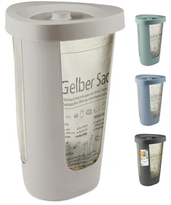 Produktbild von Rotho Fabu Müllsackständer gelber Sack mit Deckel, Kunststoff (PP recycelt), cappuccino, (40.0 x 40.0 x 62.1 cm)