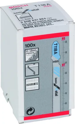 Immagine prodotto di Lama per seghetto alternativo T 118 A Basic per metallo, confezione da 100 pz