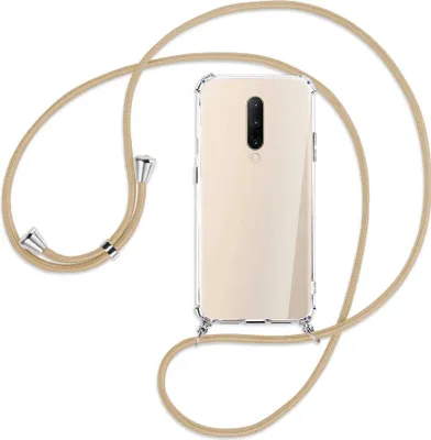 Produktbild von Handykette Backcover-Schutzhülle mit Band (Metall silberfarben) für OnePlus 7 Pro - caramel