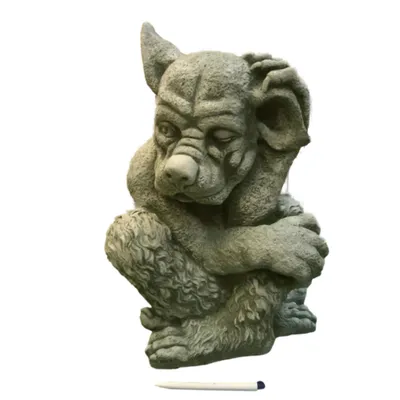 Produktbild von Gargoyle Figur für den Garten, aus Steinguss Neu Frostfest Witterungsbeständig, Steinfigur Gartenfigur Fantasyfigur JA-687