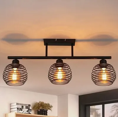 Produktbild von ZMH Deckenleuchte Esstisch 3 flammig Vintage Deckenlampe E27 Industrial Küchenlampe Schwarz Esszimmerlampe Deckenbeleuchtung für Küche Wohnzimmer