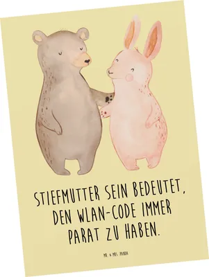 Produktbild von Mr. & Mrs. Panda Postkarte Stiefmutter Heldin - Gelb Pastell - Geschenk, Dankeschön, Fotokarte, Ansichtskarte, Lächeln, Stiefkind, einzelkarte, persönliche Erinnerungen
