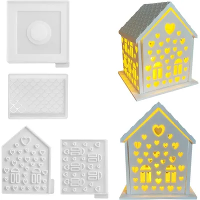 Productafbeelding van 3D siliconen mal voor het maken van huisvormen, gietvorm voor gips, kaarsenhouder voor handwerk