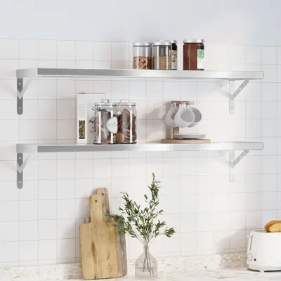Obrázok produktu pre Maison Exclusive – nástenné police, 2 ks, 100 x 23,5 cm, strieborná nerezová oceľ