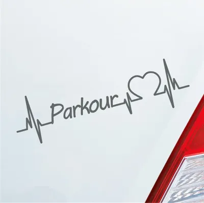 Produktbild von Auto Aufkleber Parkour Herzschlag Körperkultur Freizeit Sport Liebe 19x5 cm Grau Sticker Heckscheibenaufkleber