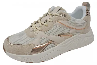 Produktbild von Poelman Damenschuhe Schnürschuhe Sportive Sneaker low Beige Freizeit, Schuhgröße:41 EU