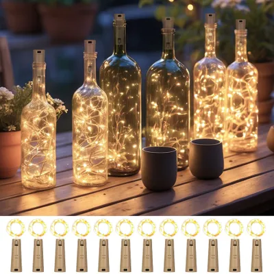 LED-Flaschenlichtkette 2 m, 20 LEDs, warmweiß, 12 Stück