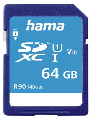 Produktbild von Hama 00124136, 64 GB, SDXC, Klasse 10, UHS-I, 90 MB/s, Class 1 (U1)