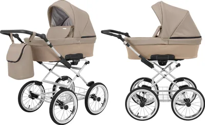 Produktbild von Kinderwagen ROMANTIC Babywagen Babyschale Kinder Wagen Set 1 in 1 (cappucino eco, Rahmenfarbe: grauer Rahmen)