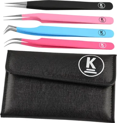 Obrázok produktu pre Sada pinzety K-Pro v čiernom vrecúšku - sada 4 ks