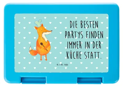 Produktbild von Mr. & Mrs. Panda Brotbehälter Fuchs Koch - Türkis Pastell - Geschenk, Snackbox, Bäcker, Köche, Geburtstag, Chefkoch, Hungrig, Lunchbox, Vorratsbehälter, Bentobox
